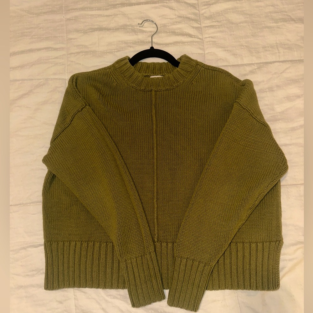 Olive green “A New Day” knitted long-sleeve